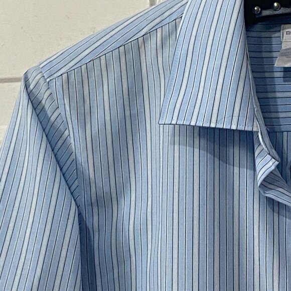 NWT Worthington No-Iron Sz 6 Womens Blouse Shirt Long Sleeve Striped Blue/White - Picture 3 of 10